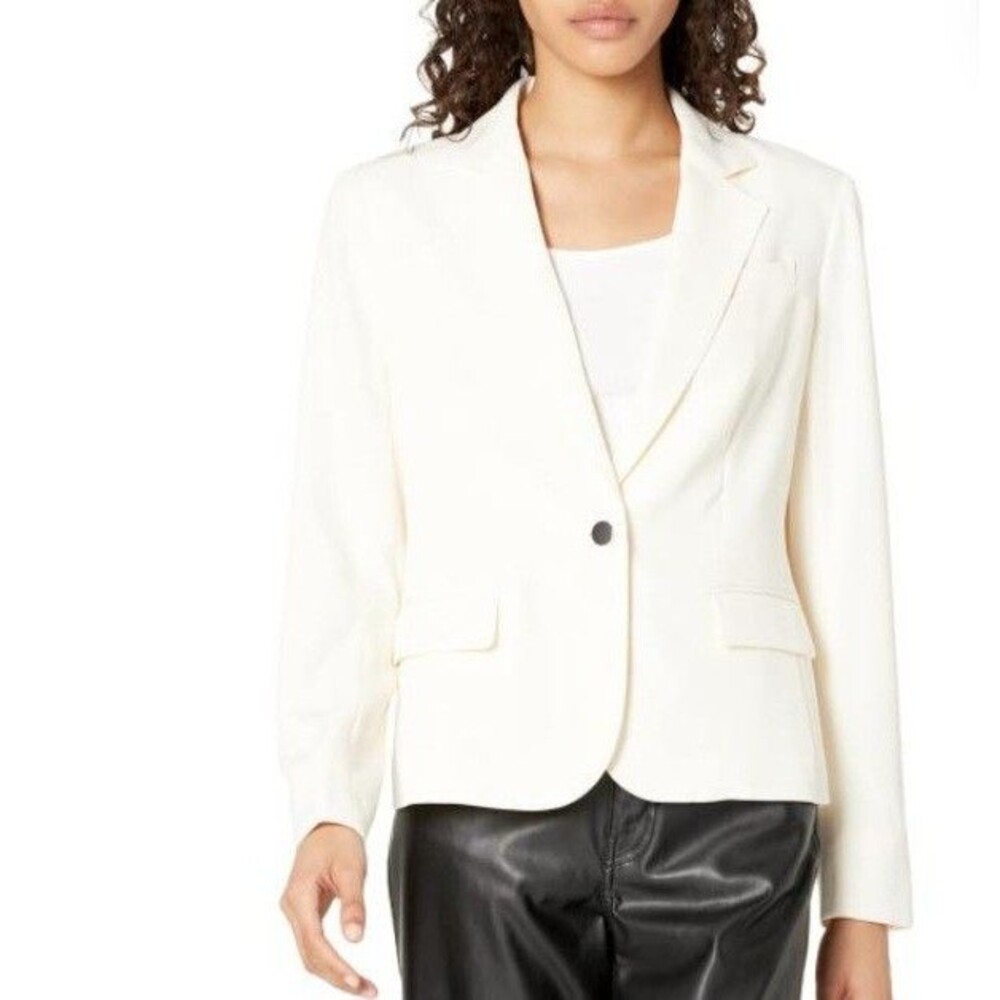Ann Klein Women's Business Casual White Work Jacket Size XL One Button Closure